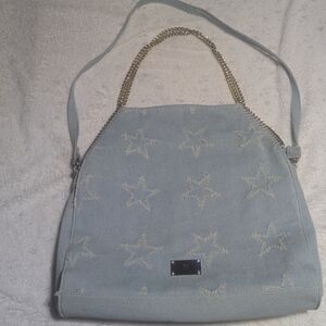 INC Denim Star Shoulder Bag Light Blue Y2K Gold Chain Purse